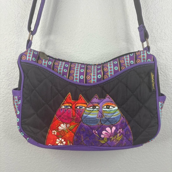 Laurel Burch Handbags - Laurel Burch Cats Crossbody Purple & Orange Purse